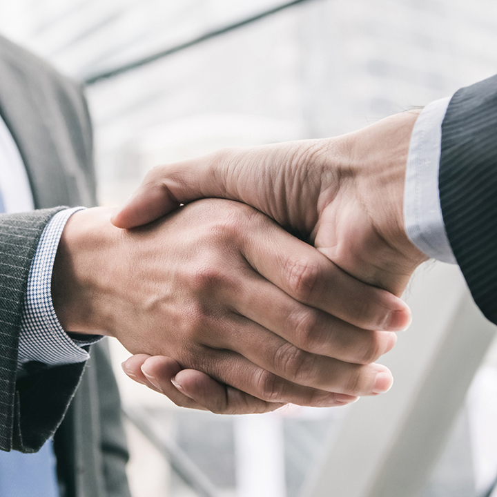 Businessman making handshake with partner